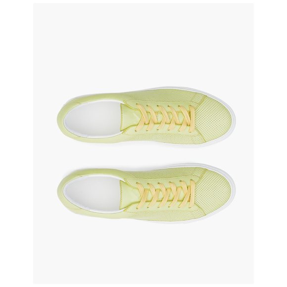 NEW Koio Capri Lemon Perforated Sneakers in Yellow Leather Size 35